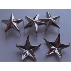 Ćwieki metalowe gwiazdki z kolcami kolor srebrny rozmiar 15 mm