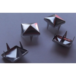 Ćwieki metalowe piramidki z kolcami kolor srebrny rozmiar 10 mm