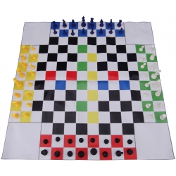Duży zestaw szachowy dla 4 osób z możliwością gry w warcaby